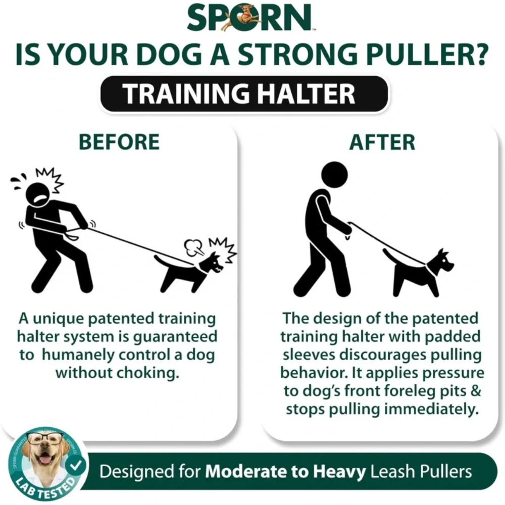 New Sporn Original Training Halter, No Pull Harness Medium Size Dog with Blue